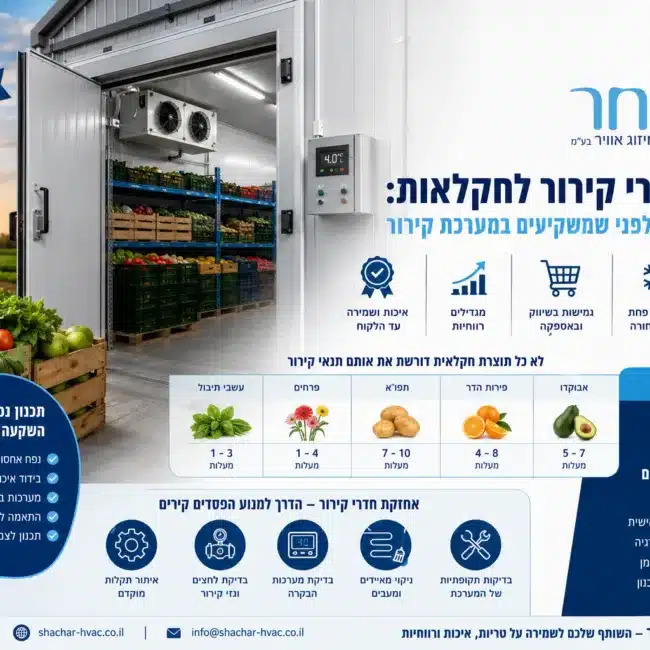 הקמת חדרי קירור לחקלאות - שחר הנדסת מיזוג אוויר